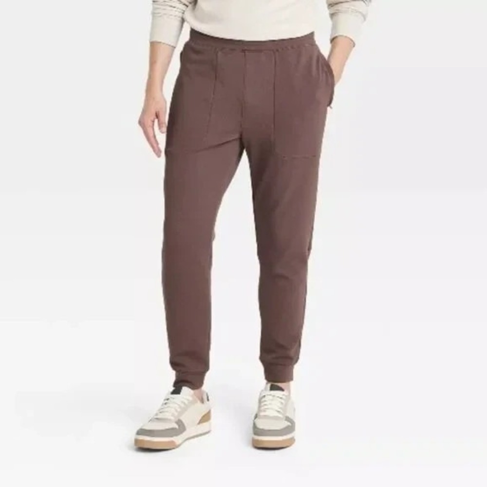 All in Motion Men's Textured Fleece Joggers Brown Size S New With Tags